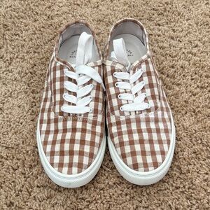 Loeffler Randall Brown Checkered Kids Sneakers